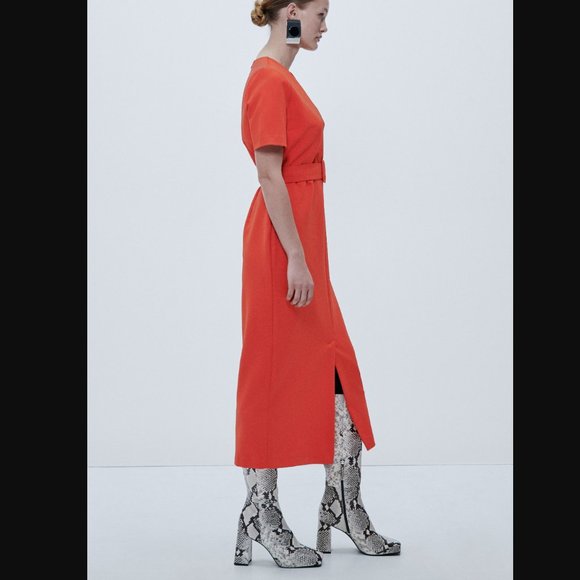 ZARA V NECK STREACH BELTED MIDI MAXI SHEATH DRESS $89.90 - Picture 7 of 11